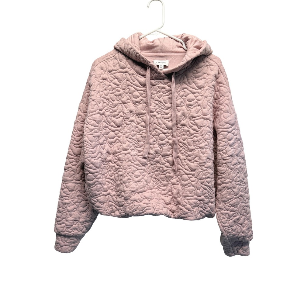 Evereve Pink Juno Quilted Textured Swirl Pullover Hoodie Sweatshirt Medium